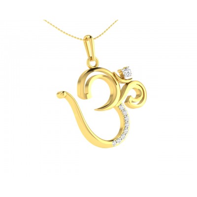 Om Pendant in Gold with diamonds 